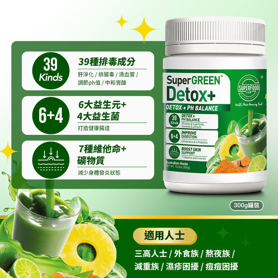 [早鳥優惠] SuperGREEN Detox+ 超級排毒綠粉升級版 300g罐裝